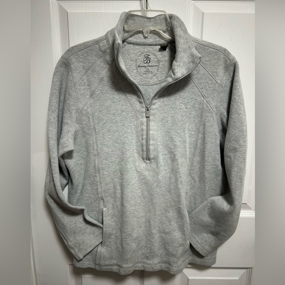 Tommy Bahama Light Gray Zip-Up Sweater